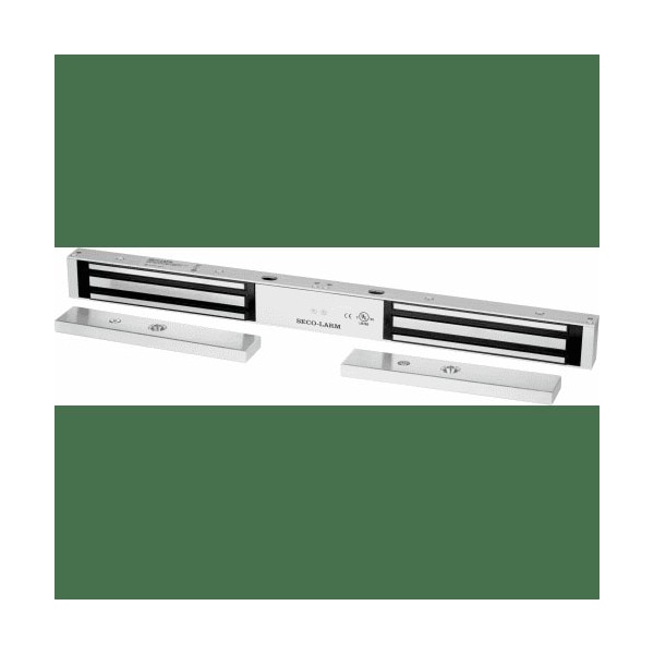 Double-door Electromagnetic Lock with 600-lb (272kg) holding force per door. 12 or 24 VDC